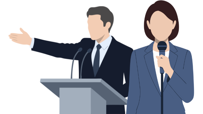 登壇する人物のイメージ